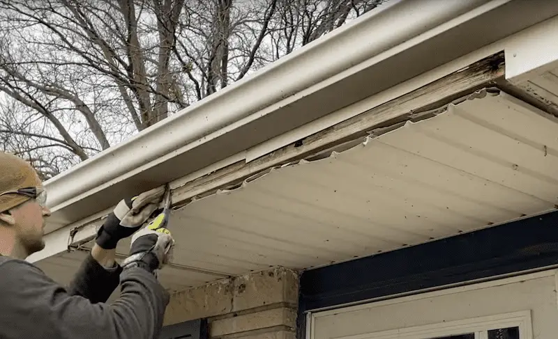 Removing nails from the aluminum awning