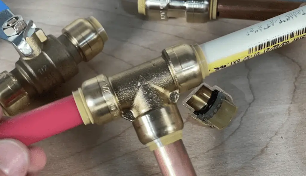 SharkBite fittings are capable of joining multiple materials like copper, CPVC, and PEX in the same connector.