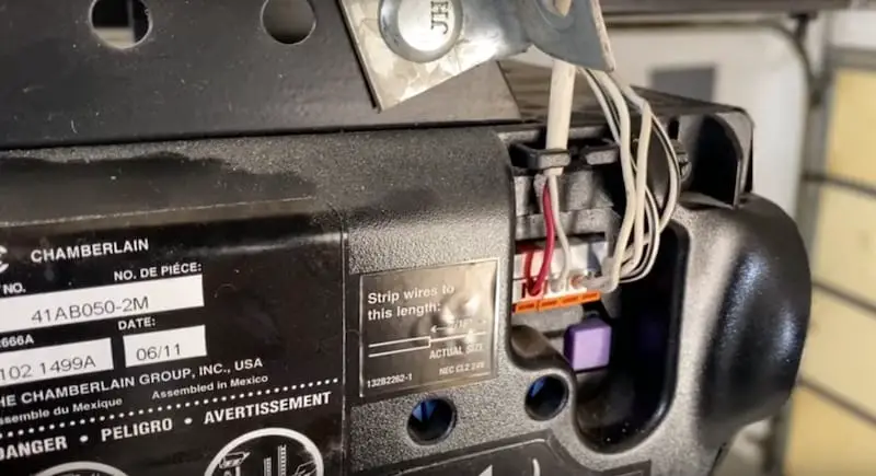 Typical wiring on a garage door opener