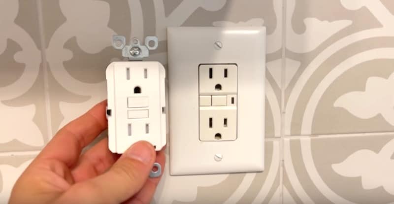 Two GFCI receptacles showing different arrangements of buttons