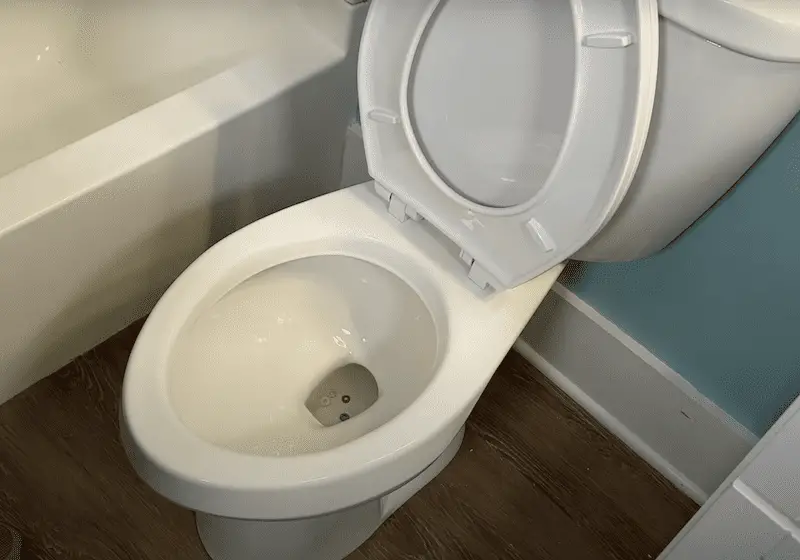 How the toilet looks after the manual flush