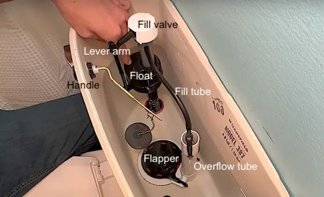 Components in a toilet tank