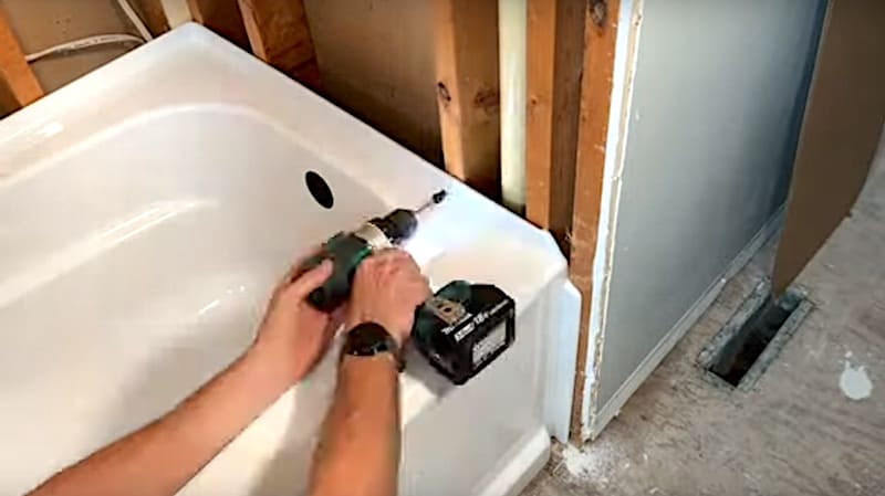 Dry-fitting the tub