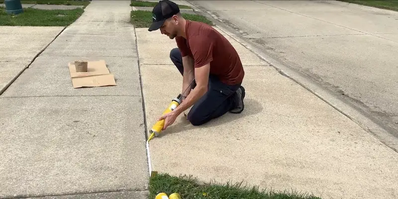 Leaning the tip of the tube on the concrete makes for a more controlled application of sealant