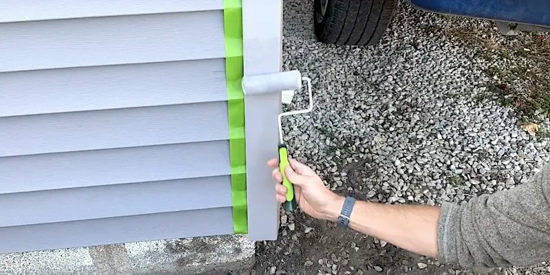 Painting the new corner piece with a small, low-nap roller